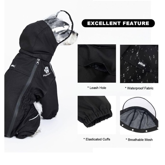 NWT PINA Waterproof Dog Jacket, Lightweight w/ Leash Hole w/ Reflective Strap L - Picture 3 of 6